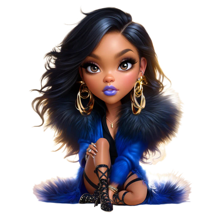 Chibi African American Woman V3 Vinyl Car Decal Sticker – Waterproof & UV-Resistant 8"