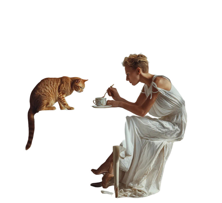 Ginger Cat Feeding Vinyl Car Decal Sticker – Waterproof & UV-Resistant 8"