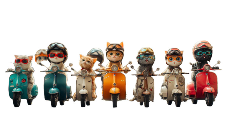 Kittens On Vespas Vinyl Car Decal Sticker – Waterproof & UV-Resistant 8"