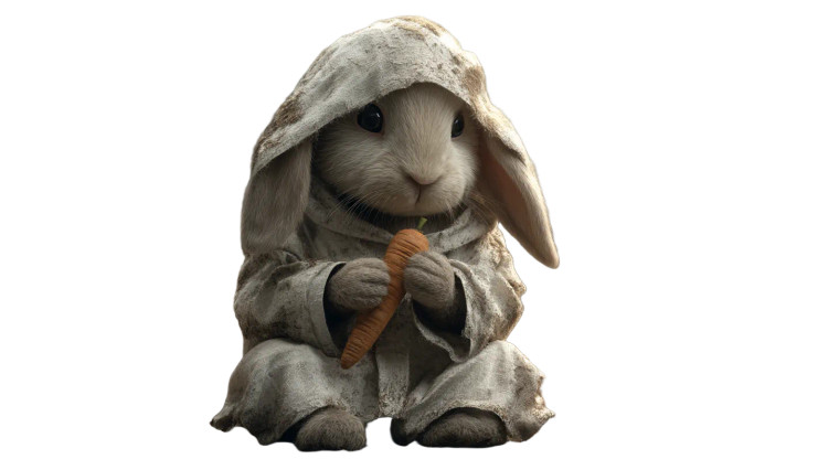 Sad Beggar Rabbit Vinyl Car Decal Sticker – Waterproof & UV-Resistant 8"