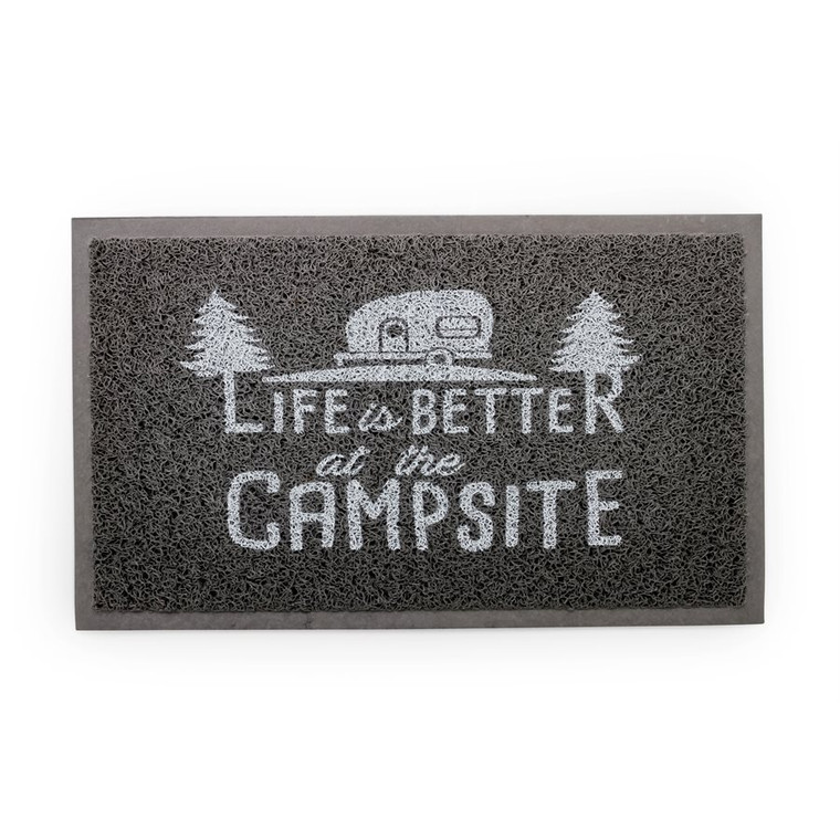 Give Your Entryway a Retro RV Vibe | Indoor/Outdoor Gray Door Mat | 29" x 17-1/4" Loop PVC Material