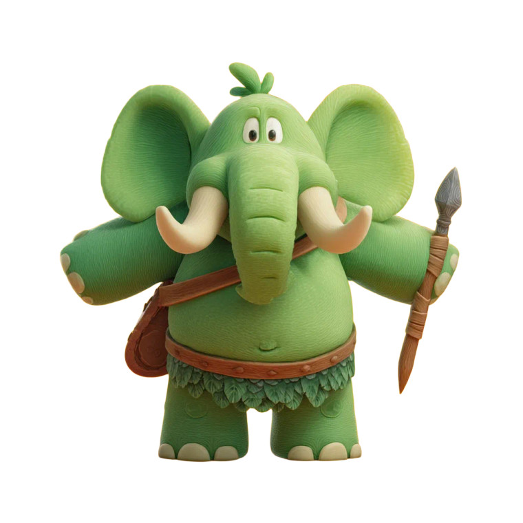 Green Cartoon Elephant Vinyl Car Decal Sticker – Waterproof & UV-Resistant 8"