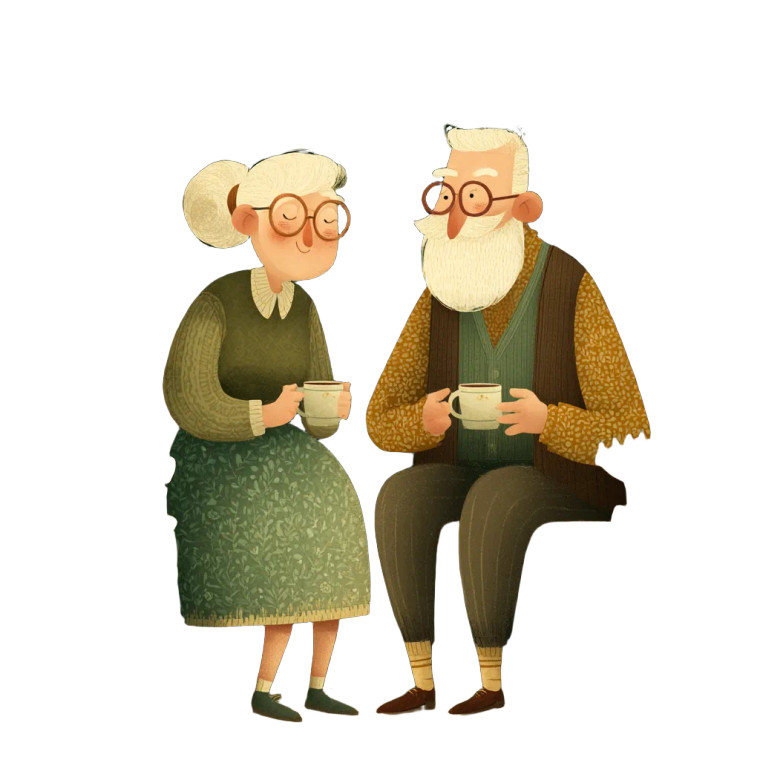Elderly Couple Tea Vinyl Car Decal Sticker – Waterproof & UV-Resistant 8"