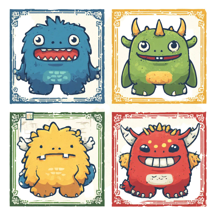 Colorful Square Monsters Vinyl Car Decal Sticker – Waterproof & UV-Resistant 8"