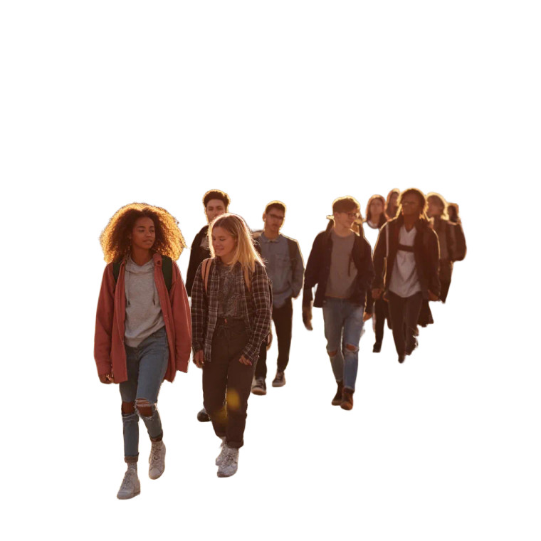 Students Walking Vinyl Car Decal Sticker – Waterproof & UV-Resistant 8"