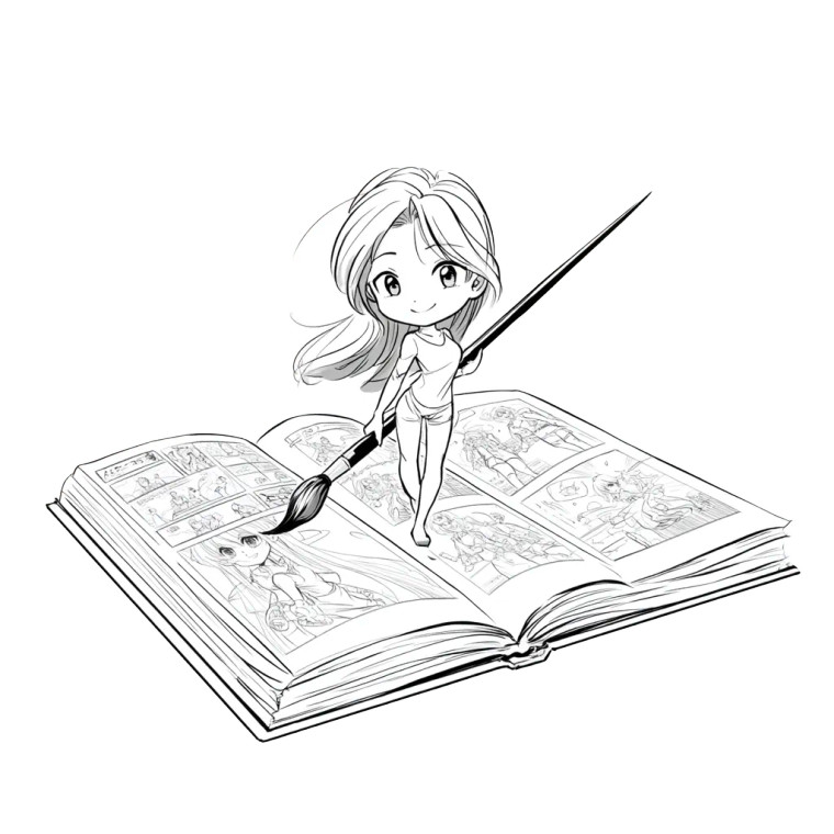 Chibi Artist Sketching Vinyl Car Decal Sticker – Waterproof & UV-Resistant 8"