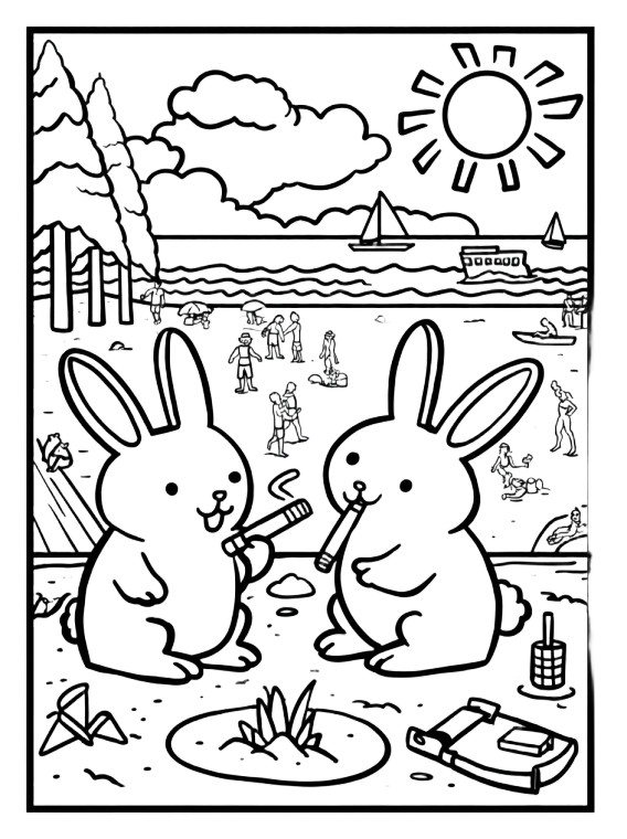 Bunny Beach Party Vinyl Car Decal Sticker – Waterproof & UV-Resistant 8"