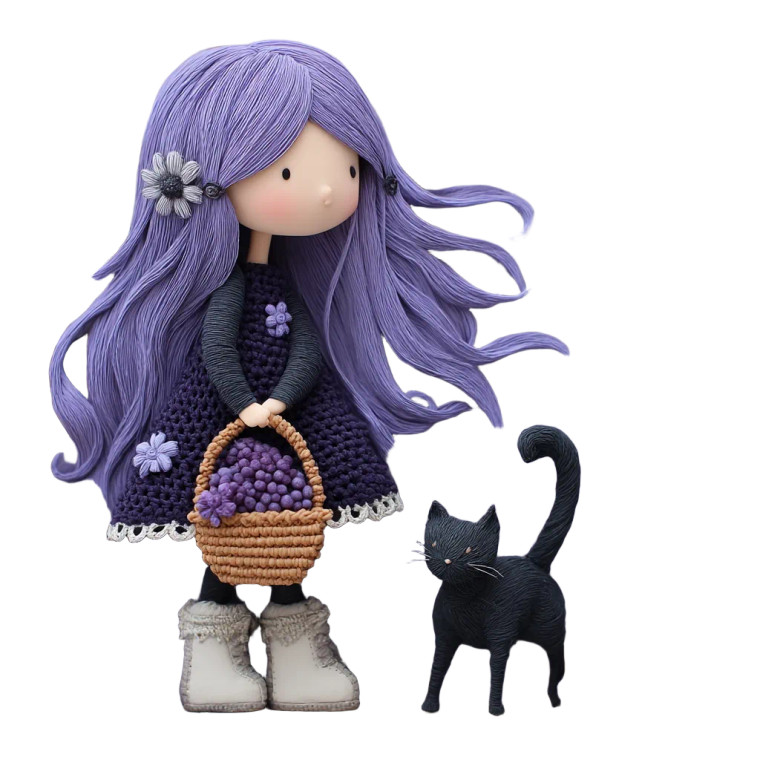Whimsical Lavender Girl V2 Vinyl Car Decal Sticker – Waterproof & UV-Resistant 8"