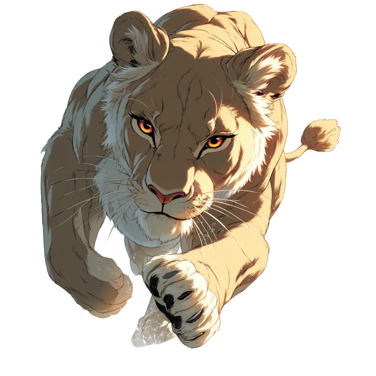 Cartoon Lioness Jumping Vinyl Car Decal Sticker – Waterproof & UV-Resistant 8"