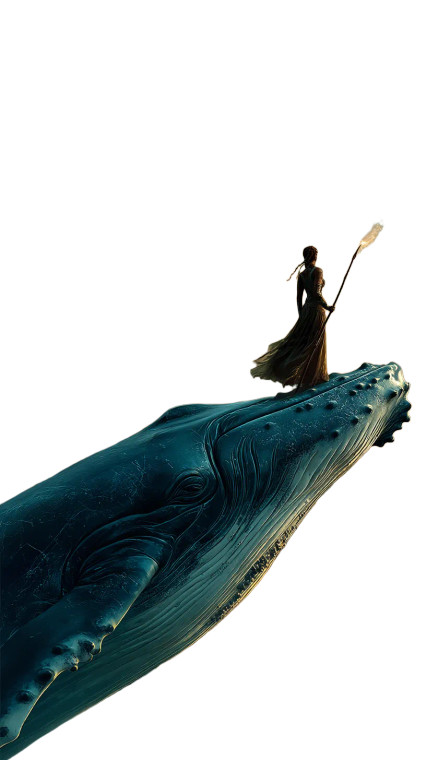 Fantasy Whale Rider Vinyl Car Decal Sticker – Waterproof & UV-Resistant 8"