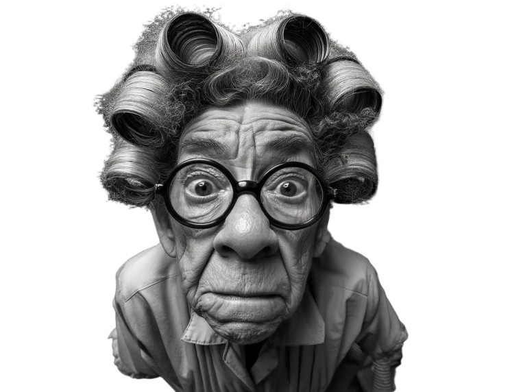 Old Lady With Curlers Vinyl Car Decal Sticker – Waterproof & UV-Resistant 8"