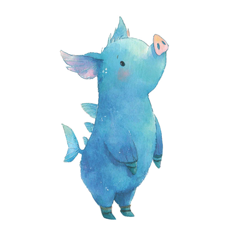 Blue Fantasy Pig Vinyl Car Decal Sticker – Waterproof & UV-Resistant 8"