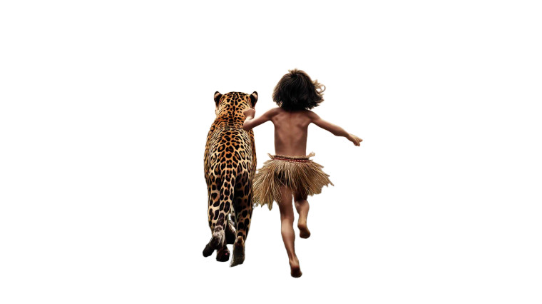 Indigenous Boy And Jaguar Vinyl Car Decal Sticker – Waterproof & UV-Resistant 8"