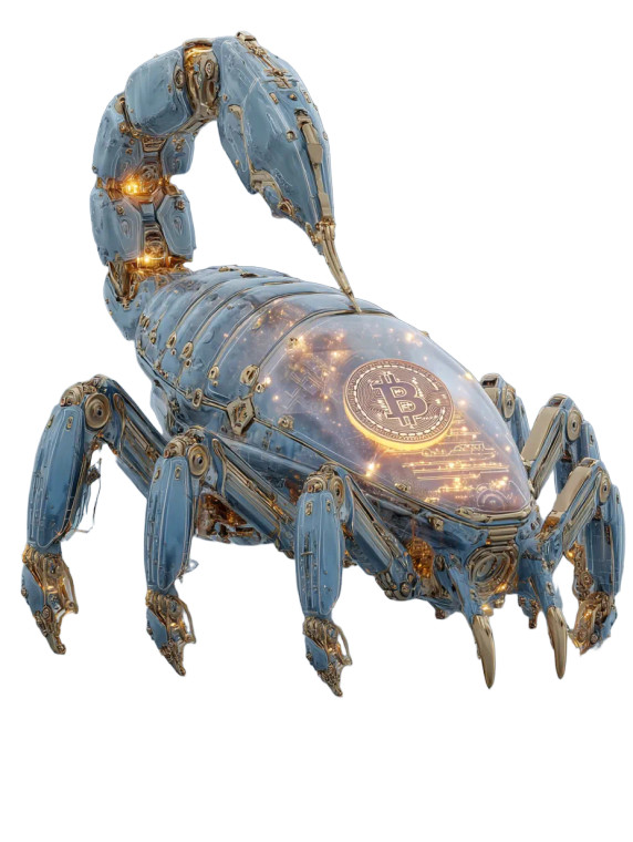 Biomechanical Scorpion Bitcoin Vinyl Car Decal Sticker – Waterproof & UV-Resistant 8"