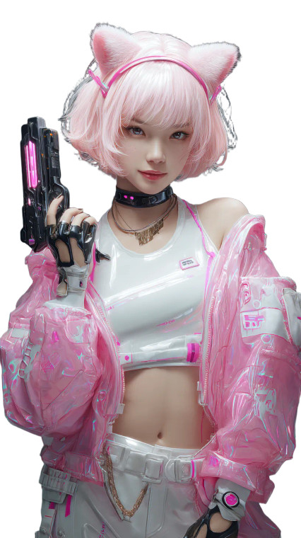 Cyberpunk Catgirl V2 Vinyl Car Decal Sticker – Waterproof & UV-Resistant 8"