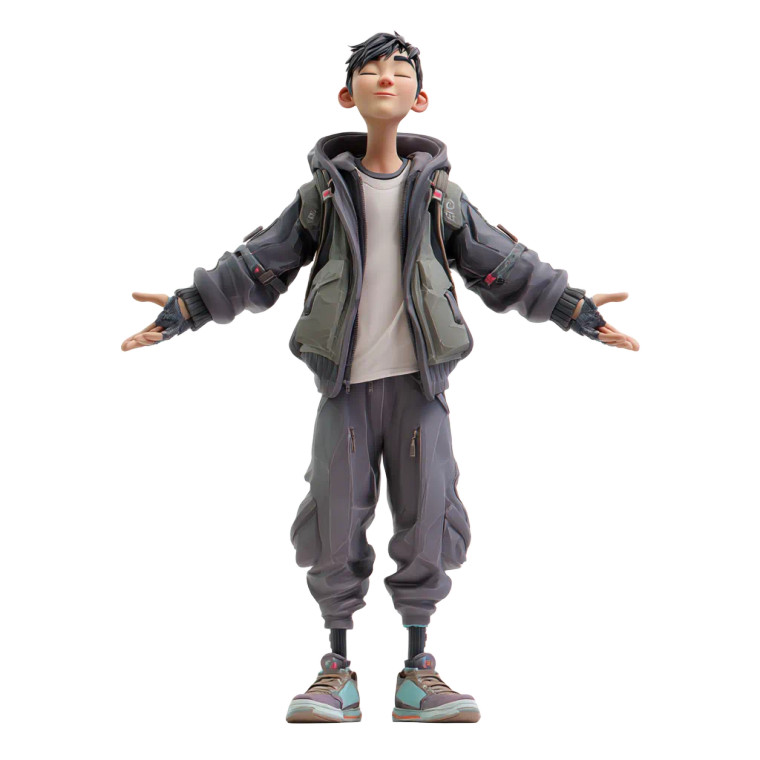 Cyberpunk East Asian Male Vinyl Car Decal Sticker – Waterproof & UV-Resistant 8"