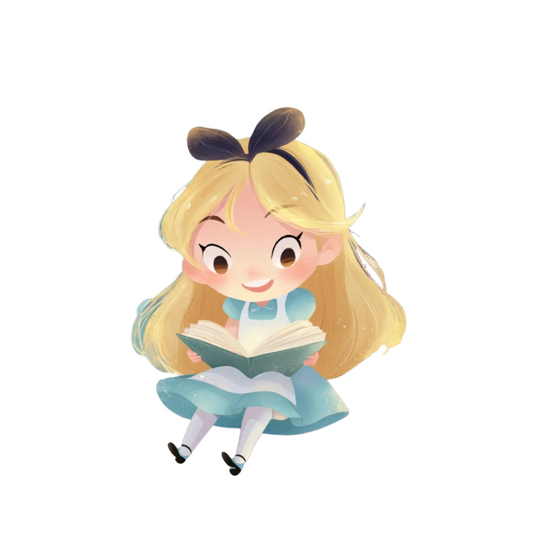 Chibi Alice Reading Vinyl Car Decal Sticker – Waterproof & UV-Resistant 8"