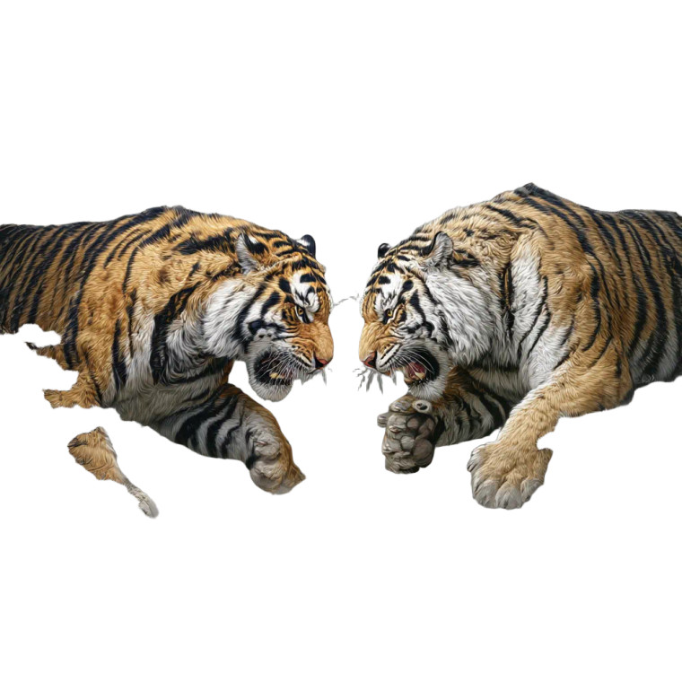 Lion Vs Tiger V3 Vinyl Car Decal Sticker – Waterproof & UV-Resistant 8"