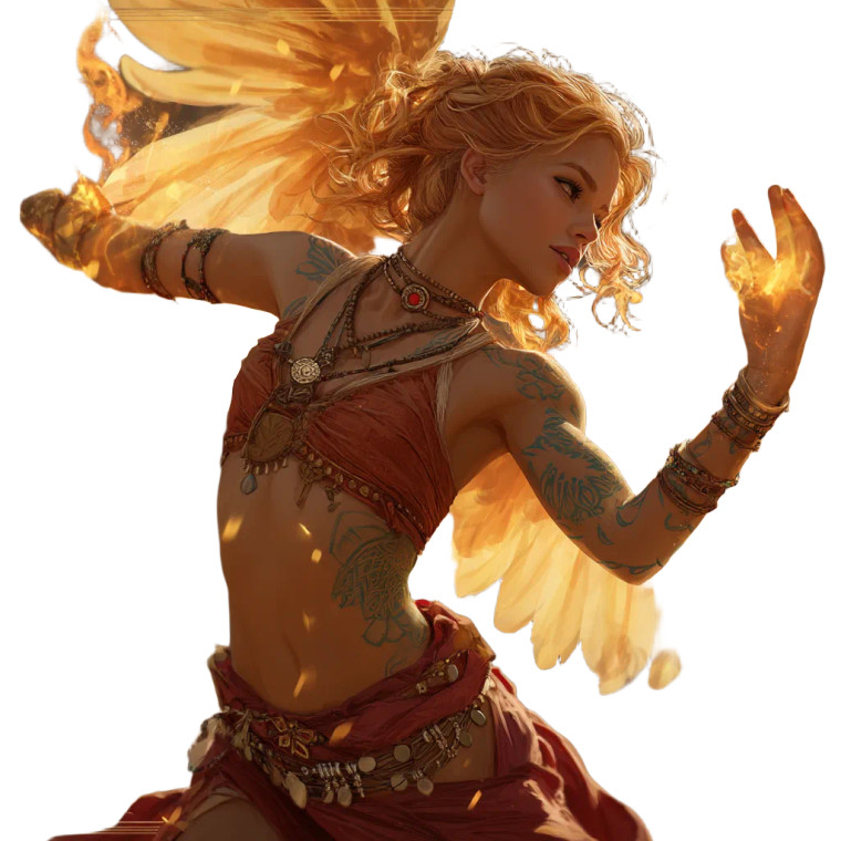 Fire Elemental Dancer Vinyl Car Decal Sticker – Waterproof & UV-Resistant 8"
