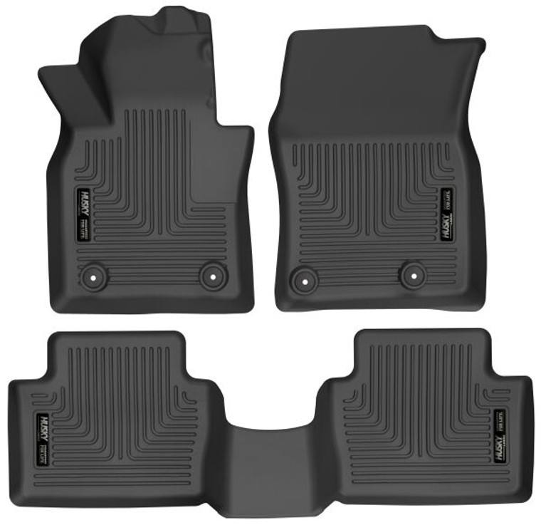 Husky Liner Floor Liner 95121 WeatherBeater; Molded Fit; Smooth Arcing Ribs/Raised Heel Pad; Black; Thermoplastic Olefin; 3 Piece