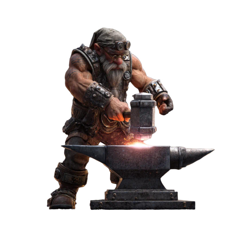 Gnome Blacksmith Vinyl Car Decal Sticker – Waterproof & UV-Resistant 8"