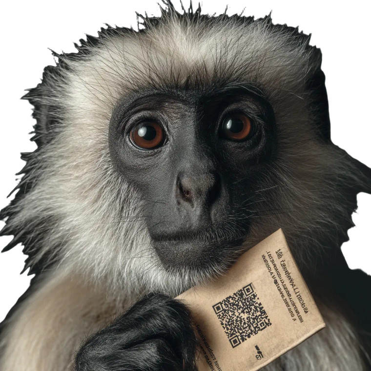Langur With Qr Vinyl Car Decal Sticker – Waterproof & UV-Resistant 8"