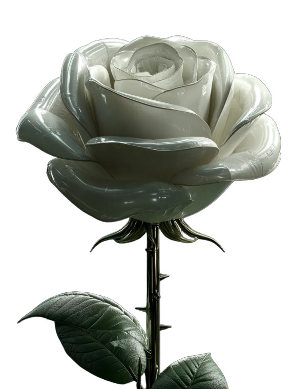 White Rose Inflatable Vinyl Car Decal Sticker – Waterproof & UV-Resistant 8"