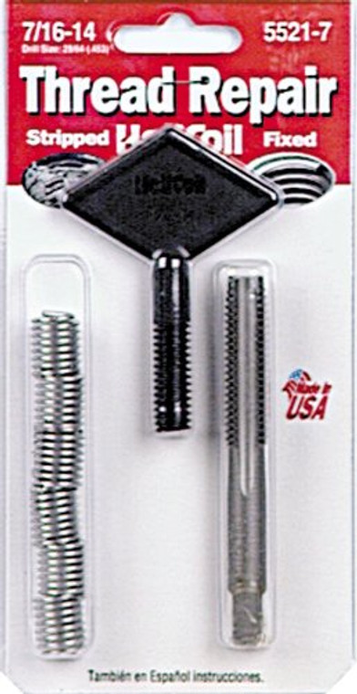 Universal 7/16 Thread Repair Kit | Includes 6 Heli-Coil Inserts & Tap | With Installation Tool