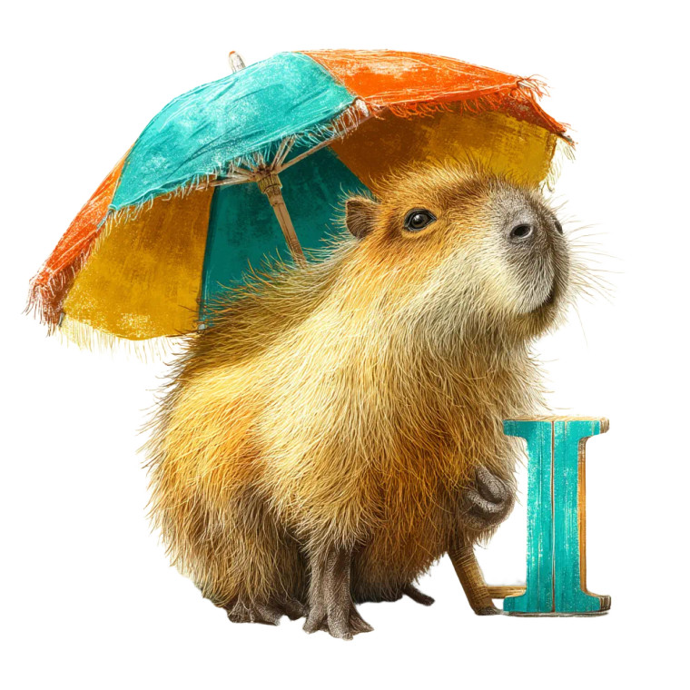 Capybara Beach Umbrella Vinyl Car Decal Sticker – Waterproof & UV-Resistant 8"