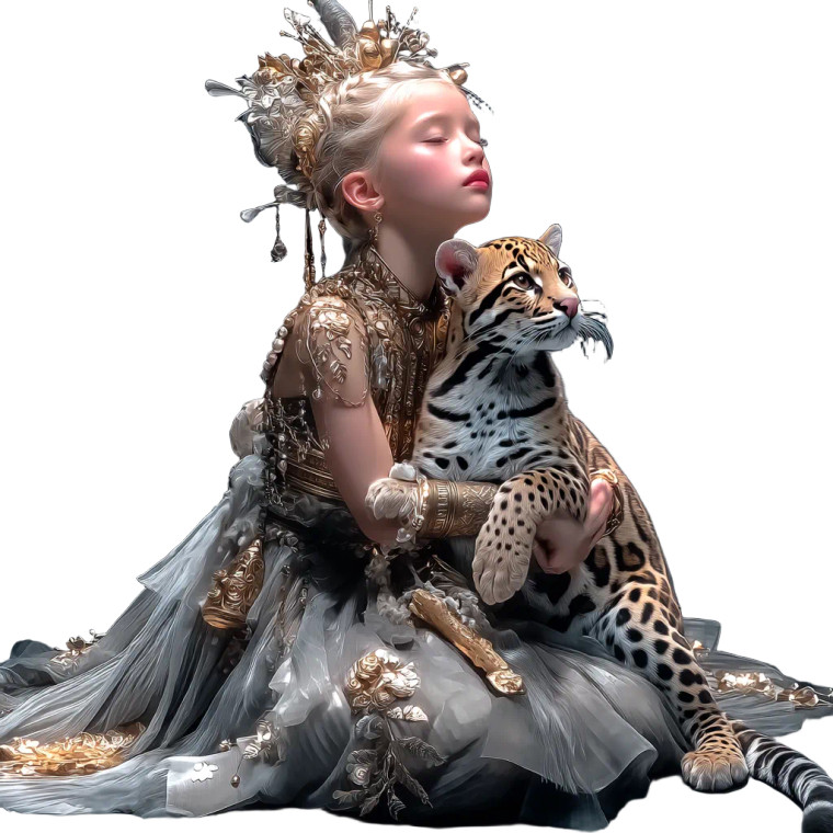 Children And Ocelot Vinyl Car Decal Sticker – Waterproof & UV-Resistant 8"