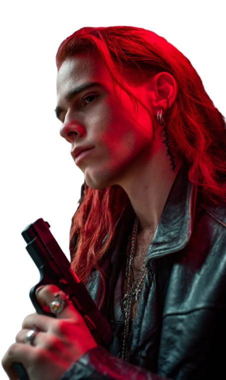 Cyberpunk Androgynous Man Vinyl Car Decal Sticker – Waterproof & UV-Resistant 8"