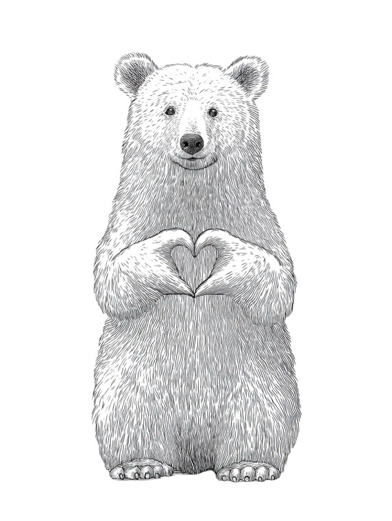 Gentle Bear Cub Vinyl Car Decal Sticker – Waterproof & UV-Resistant 8"