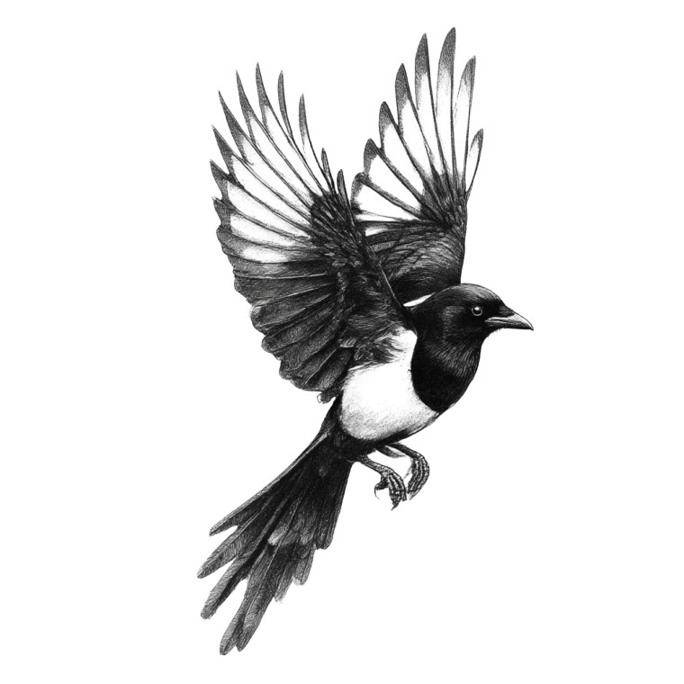 Magpie Tattoo Vinyl Car Decal Sticker – Waterproof & UV-Resistant 8"