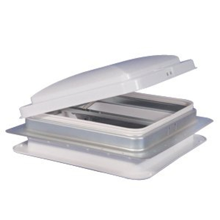 Heng's Industries Manual Opening Roof Vent | Pure White Screen Frame/ Amber Lid | Galvanized Metal Base | Ideal for Bathrooms| Fit 14x14 Opening