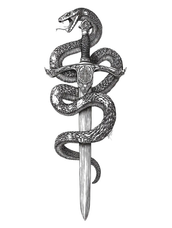 Snake And Sword Vinyl Car Decal Sticker – Waterproof & UV-Resistant 8"