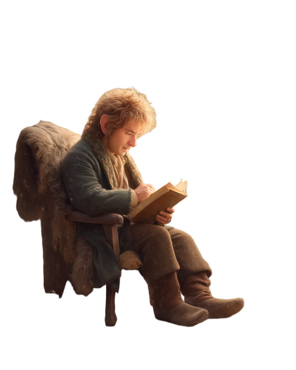 Bilbo Baggins Reading Vinyl Car Decal Sticker – Waterproof & UV-Resistant 8"