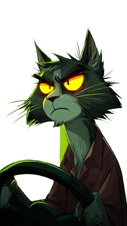 Depressed Cat Driver Vinyl Car Decal Sticker – Waterproof & UV-Resistant 8"