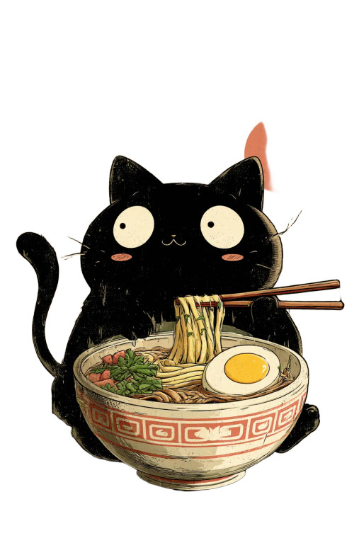 Kawaii Cat Ramen V2 Vinyl Car Decal Sticker – Waterproof & UV-Resistant 8"