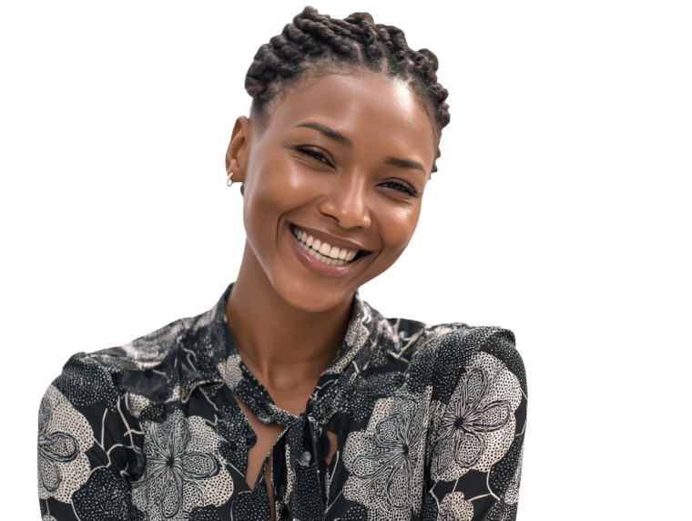 African Businesswoman Smiling Vinyl Car Decal Sticker – Waterproof & UV-Resistant 8"