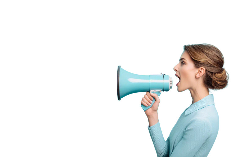 Woman With Megaphone Vinyl Car Decal Sticker – Waterproof & UV-Resistant 8"