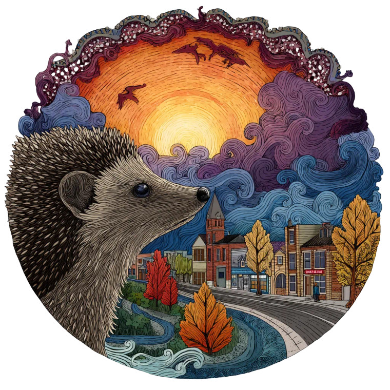 Hedgehog Sunrise Crest Vinyl Car Decal Sticker – Waterproof & UV-Resistant 8"