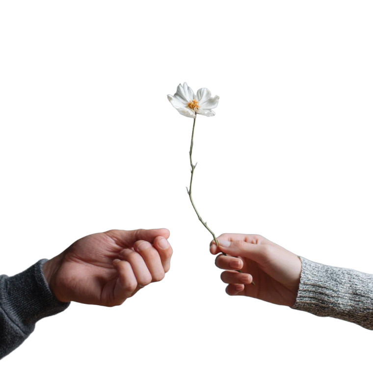 Hands Holding Flower V2 Vinyl Car Decal Sticker – Waterproof & UV-Resistant 8"