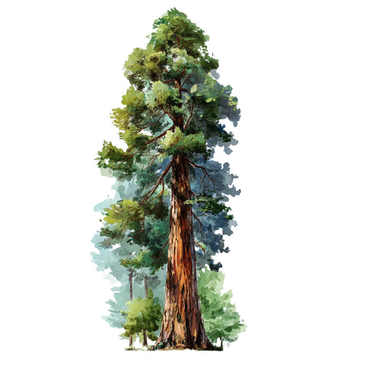 Redwood Tree Illustration Vinyl Car Decal Sticker – Waterproof & UV-Resistant 8"
