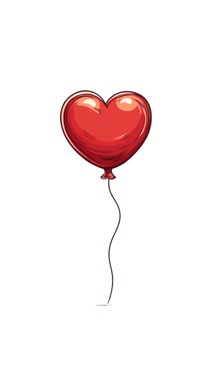 Red Heart Balloon V2 Vinyl Car Decal Sticker – Waterproof & UV-Resistant 8"