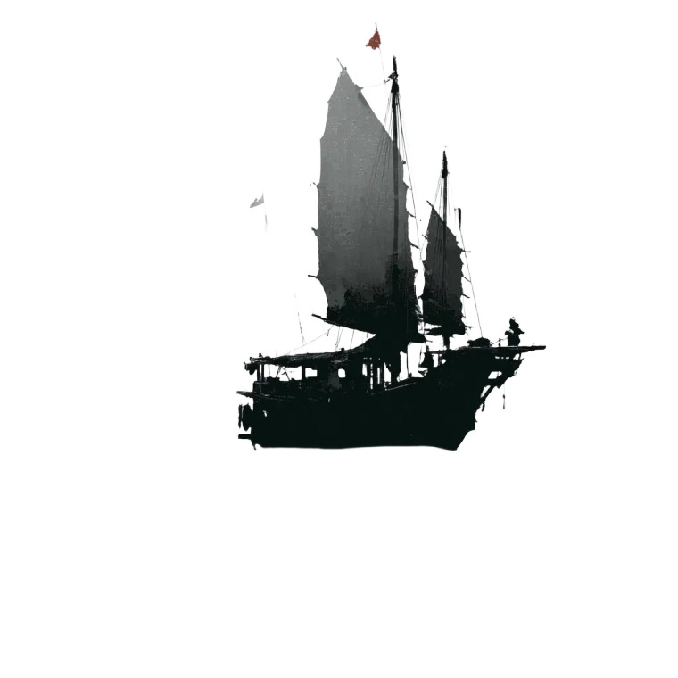 Chinese Ink Boat Vinyl Car Decal Sticker – Waterproof & UV-Resistant 8"