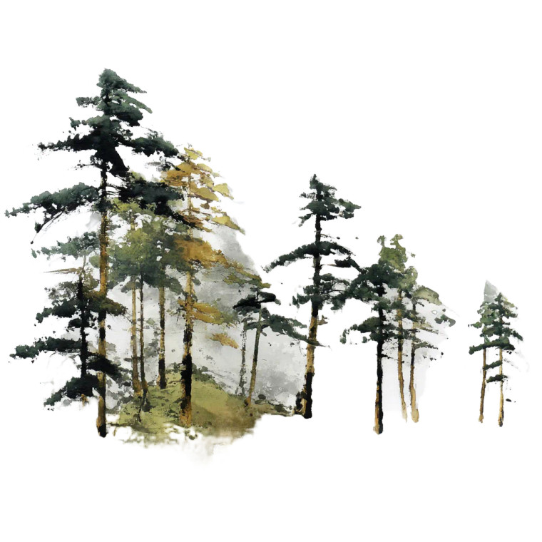 Ink Wash Pines Vinyl Car Decal Sticker – Waterproof & UV-Resistant 8"