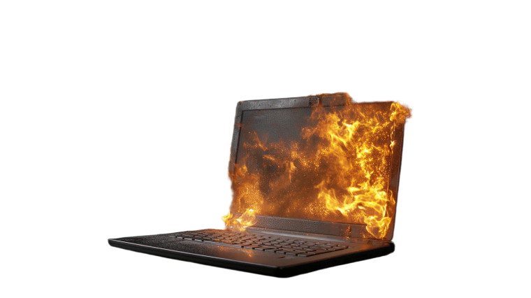 Burning Laptop Vinyl Car Decal Sticker – Waterproof & UV-Resistant 8"