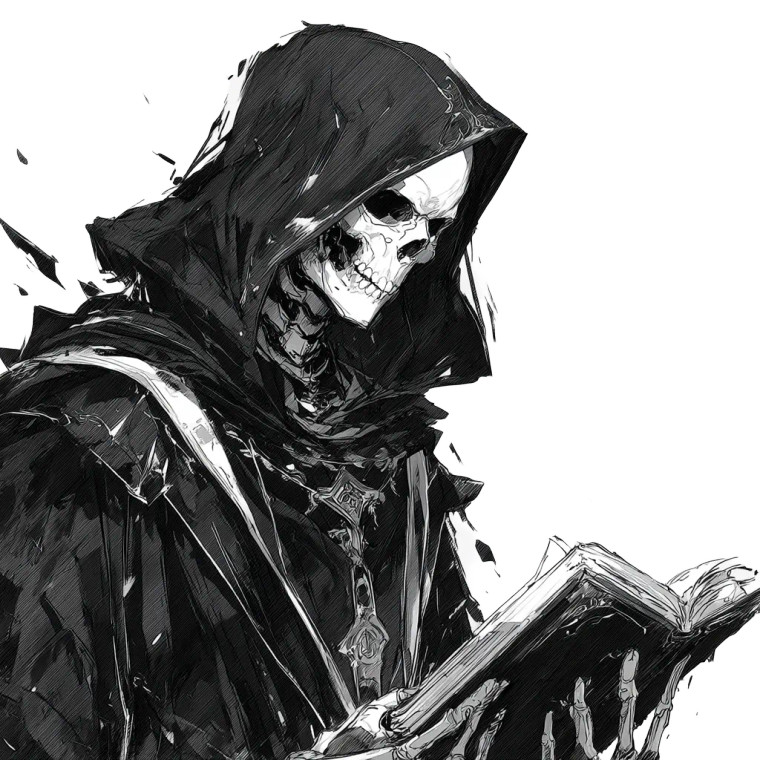 Cultist Skeleton Reading Vinyl Car Decal Sticker – Waterproof & UV-Resistant 8"