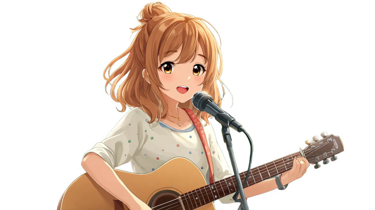 Singing Anime Girl Vinyl Car Decal Sticker – Waterproof & UV-Resistant 8"