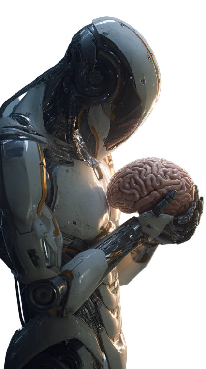 Futuristic Robot Examines Brain Vinyl Car Decal Sticker – Waterproof & UV-Resistant 8"